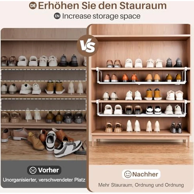 Yorbay Hängekorb Multifunktional Unterregal Hängekorb, Verstellbarer 38-70 cm, zusätzlicher Stauraum ohne Bohren, Weiß – Bild 5