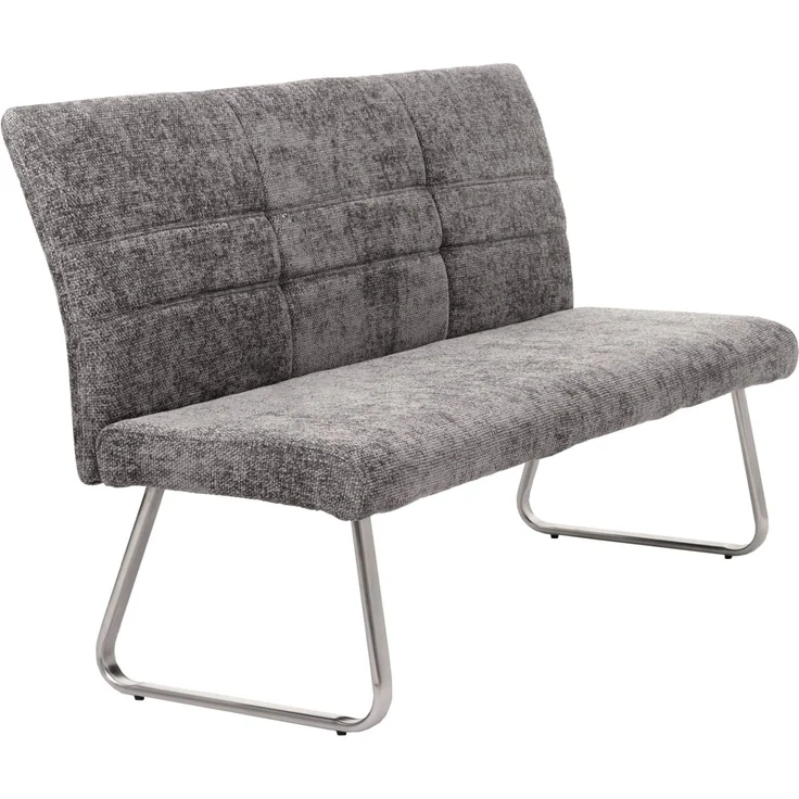 Sitzbank HWC-G55, Esszimmerbank Bank, Edelstahl gebürstet Stoff/Textil Chenille Öko-Tex, 180cm ~ dunkelgrau – Bild 9