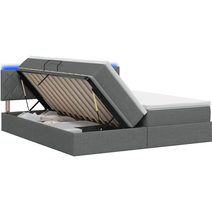 vidaXL LED-Speicherbett mit Matratze Dunkelgrau 180 x 200 cm Stoff 3459361 – Bild 2