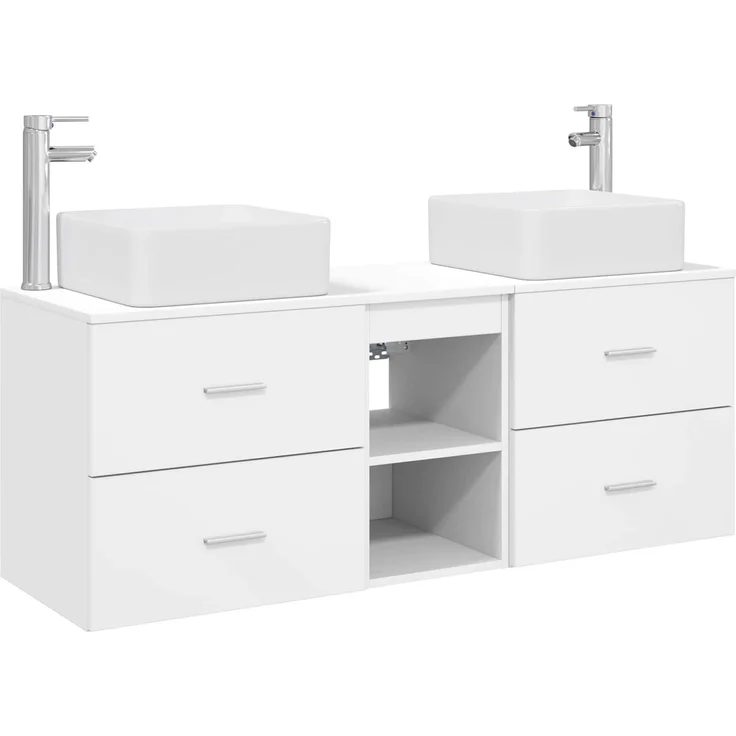 vidaXL Badezimmerschrank-Set 3 stk. Weiß 129 x 41 x 80 cm 3405819 – Bild 2