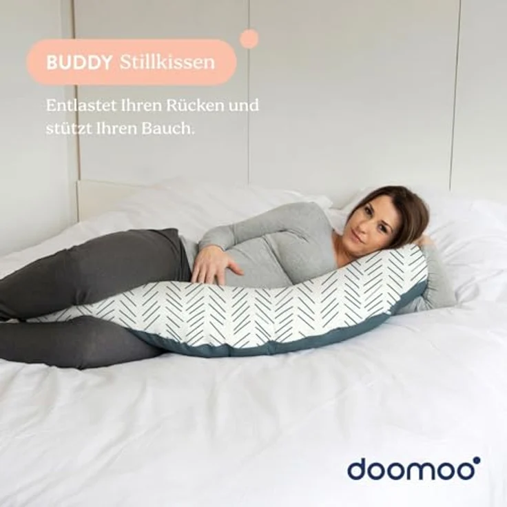 Doomoo Stillkissen Buddy, 180 cm, Bezug aus Bio-Baumwolle, Ethnic Petrol – Bild 2