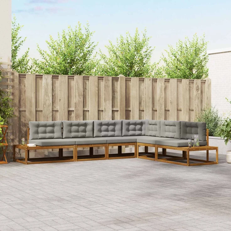 vidaXL Outdoor-Sofagarnitur 6 stk. Natur und Hellgrau 3368144 – Bild 1