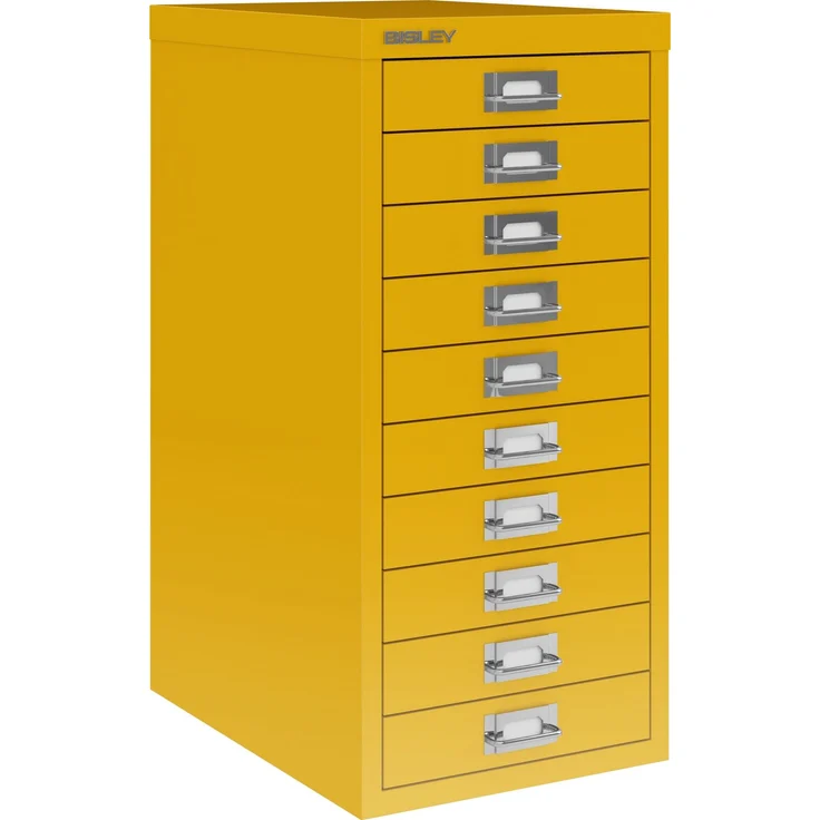 Bisley Multidrawer Schubladenschrank aus Metall mit 10 Schubladen DIN A4 ohne Sockel - Farbe: Sunflower, L2910-642 – Bild 1