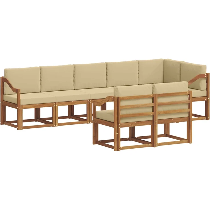 vidaXL Outdoor-Sofagarnitur mit Kissen 8 pcs Natur und Beige 3366586 – Bild 2