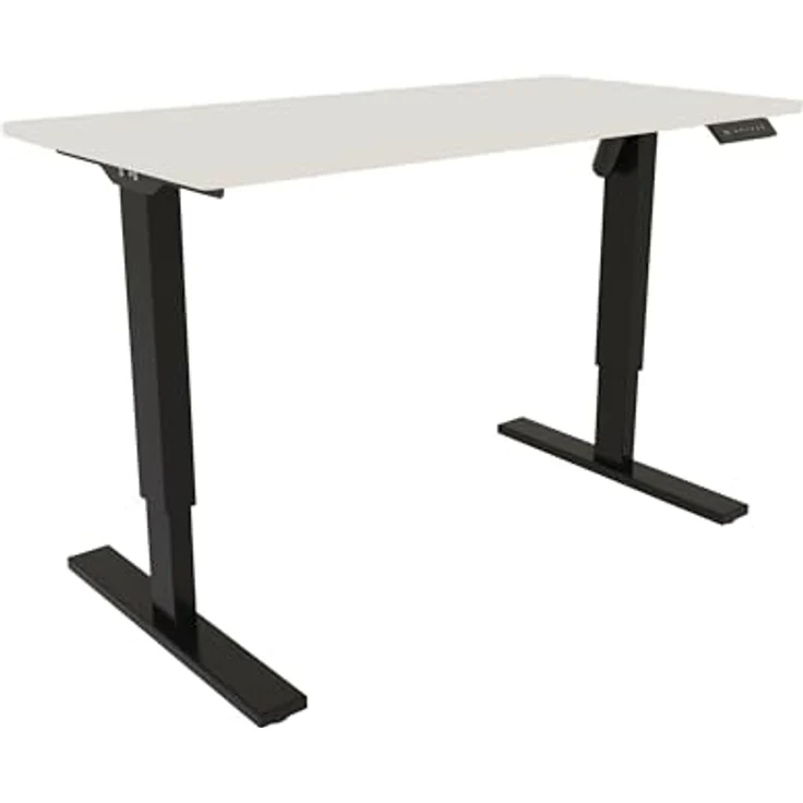 Bisley E-StarterTech, 2 Säulen, Maße Säule 45 x 75/50 x 80 mm, MFC Tischplatte, hochwertig und langlebig, Maße: H 25 x B 1200 x T 600 mm, Farbe: Gestell 333 schwarz Platte 005 weiß – Bild 6