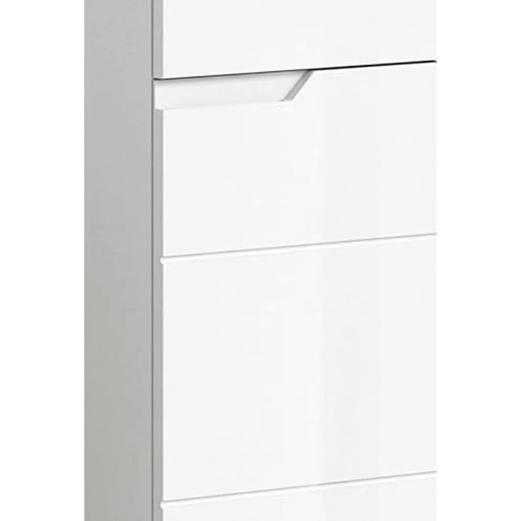 xonox. home Bad Solero X7WA9701 Standschrank Standmöbel Stauraumschrank Kompaktschrank in Weiß Nachbildung und weiß Hochglanz tiefzieh, ca. B/H/T: 38 x 87 x 34 cm – Bild 5