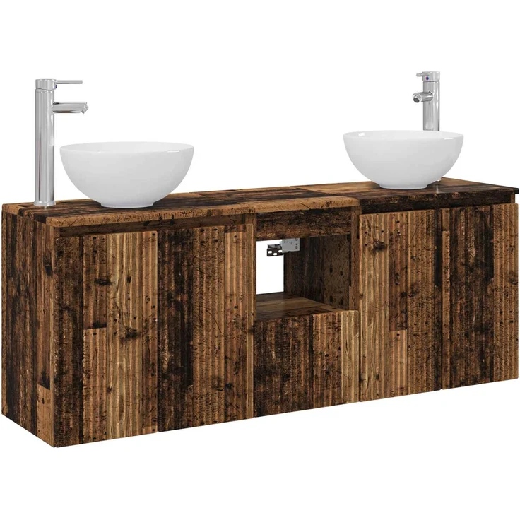 vidaXL Wandhängendes Badezimmerschrank-Set 3 stk. Altholz 3405635 – Bild 2