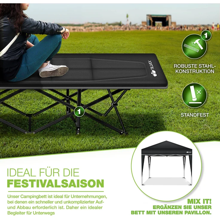 tillvex® Campingliege, klappbar, grau, 190 x 68 x 40 cm – Bild 5