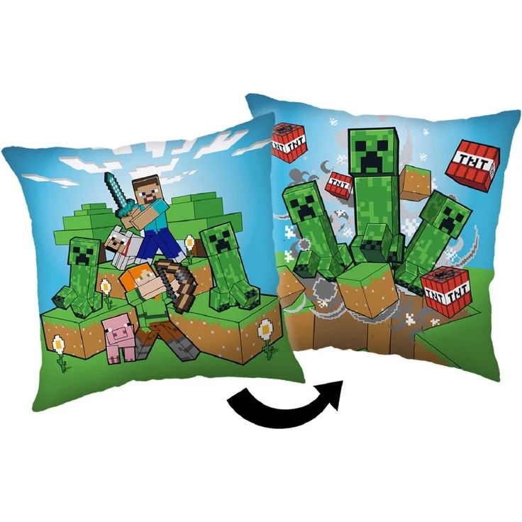 Minecraft Creeper Rush Dekokissen Kissen 40x40 cm Steve Alex – Bild 1