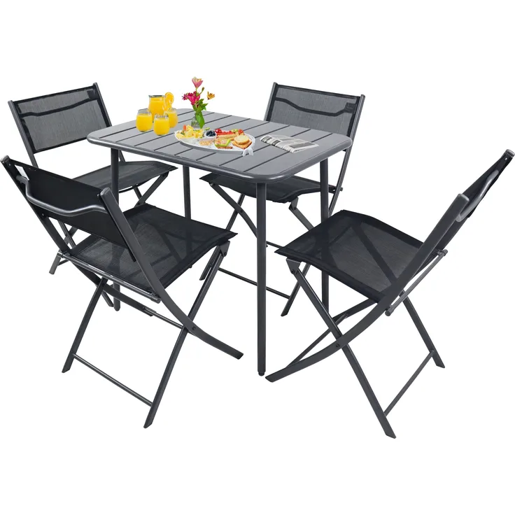 VCM Gartenmöbel-Set Sumila 920555 Schwarz H. 79 x B. 45 x T. 46 cm