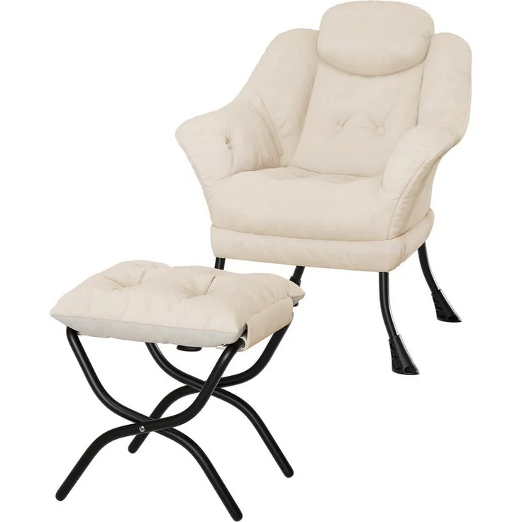 GarveeMore Ohrensessel Relaxsessel mit Hocker Ohrensessel Polstersessel Faulsessel – Bild 5