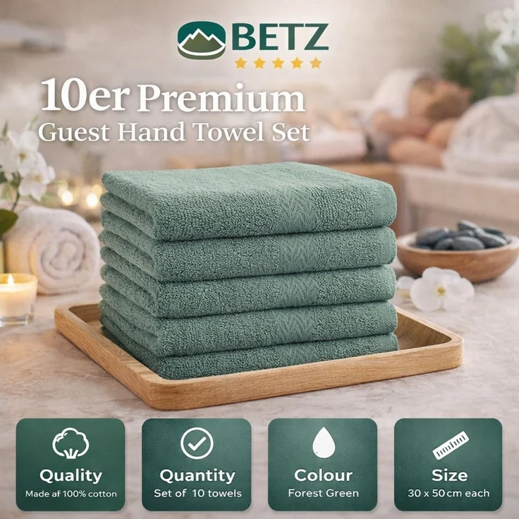 Betz Gästehandtücher 10 tlg. Gästehandtücher-Set PREMIUM 100 % Baumwolle 30x50cm, 100% Baumwolle (10-St) – Bild 2