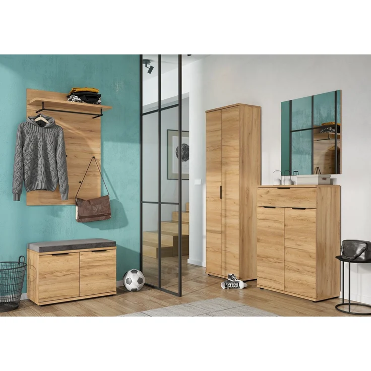 Garderobenpaneel >M-392< (BxHxT: 75x110x30 cm) in braun - 75x110x30cm (BxHxT) – Bild 3