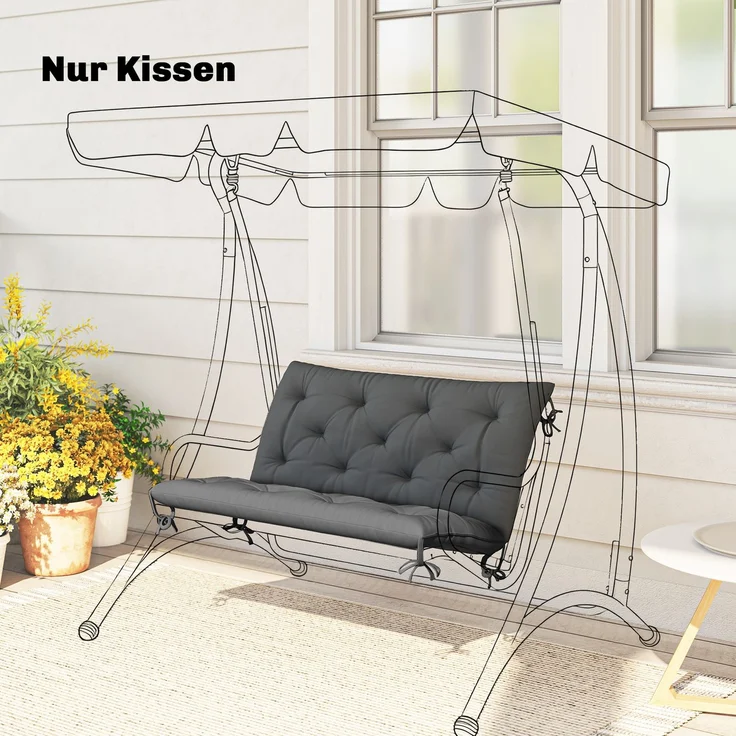 Outsunny Bankauflage, Polyester, Schaumstoff, Dunkelgrau, 98L x 100B x 8T cm – Bild 2