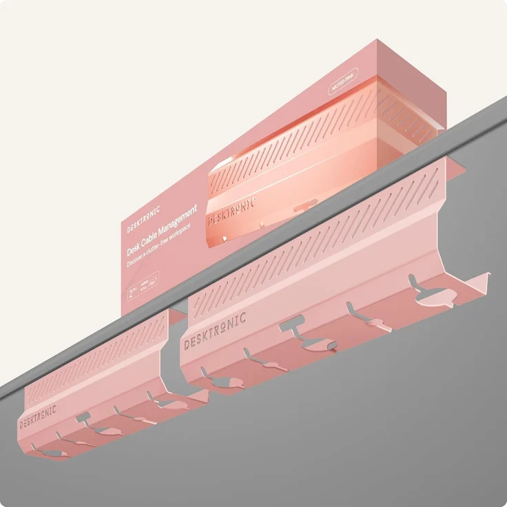 Desktronic Kabelkanal Schreibtisch, 2x43cm, Hochwertiger Stahl, Kabel Organizer für Kabelführung Rosa – Bild 1