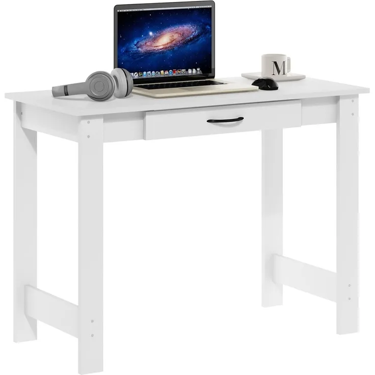 Furinno JAYA Schreibtisch mit Schublade, Weiß