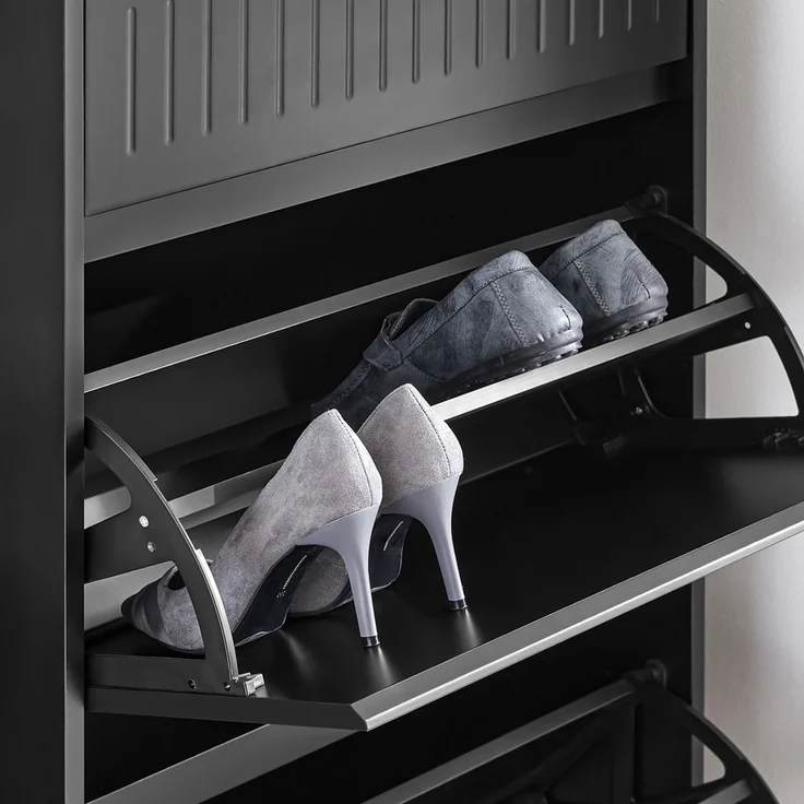 SoBuy FSR165-SCH Schuhschrank, MDF, Lackiert, Schwarz, 60 x 101 x 25 cm – Bild 8