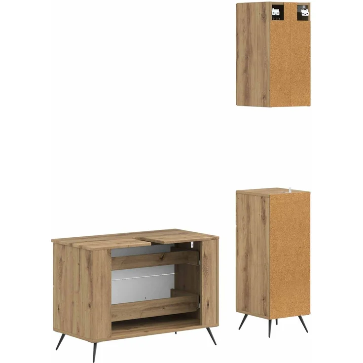 vidaXL 3-teiliges Badezimmer-Schranksystem BREDA Artisan-Eiche 3417809 – Bild 6