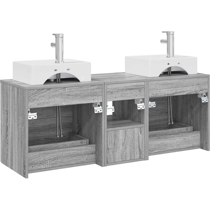 vidaXL Badezimmerschrank-Set 3 stk. Grau Sonoma 129 x 41 x 79,5 cm 3405840 – Bild 8