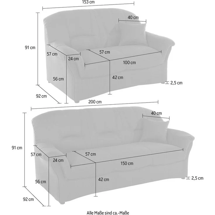 DOMO collection Polstergarnitur Bahia belastbar bis 140kg/ Sitz, mit Federkern, (Set), Microfaser MELROSE®, mocca – Bild 3