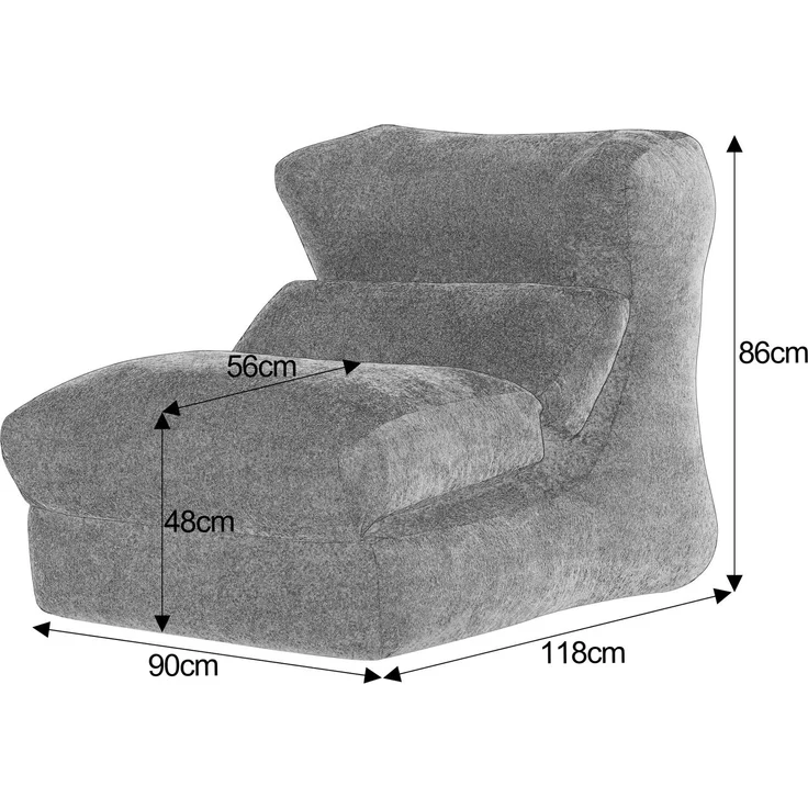 Multifunktionales, wandelbares Sofa, faltbarer Bodenliegestuhl, weiche Chenille-Füllung, ergonomischer Freizeitsessel--Helles Salbeigrün--90x118x86cm--YOUDENOVA – Bild 3