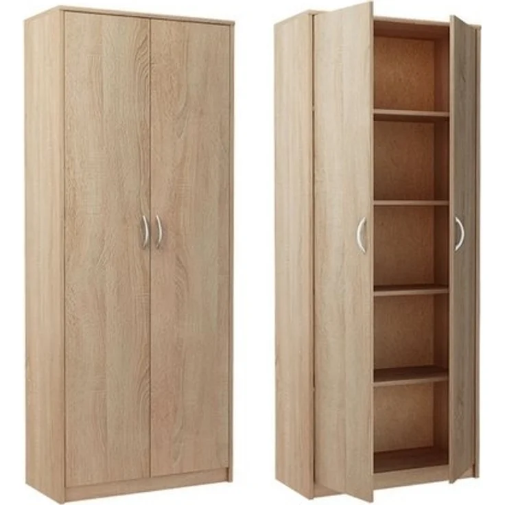 Home Collective Mehrzweckschrank Aktenschrank mit 5 Fächern Haushaltsschrank (74 cm breit aus Laminatplatte und hochwertigen Polymergriffen) in mattem Finish mit 4 Einlegeböden und 2 Türen sonoma – Bild 4