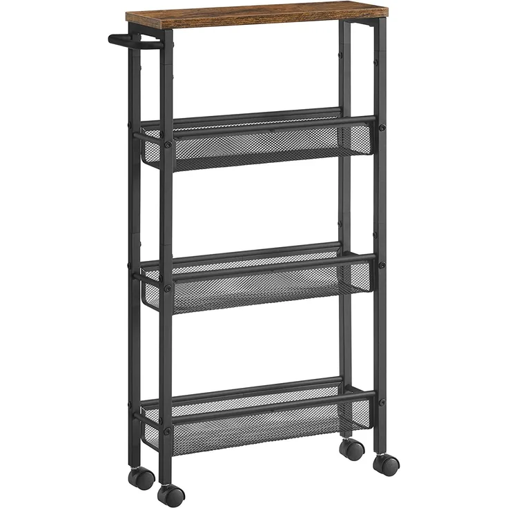 Songmics 'Vasagle' Rollwagen 4 Ebenen, Stahlgestell vintagebraun-schwarz, 13 x 45,4 x 77 cm