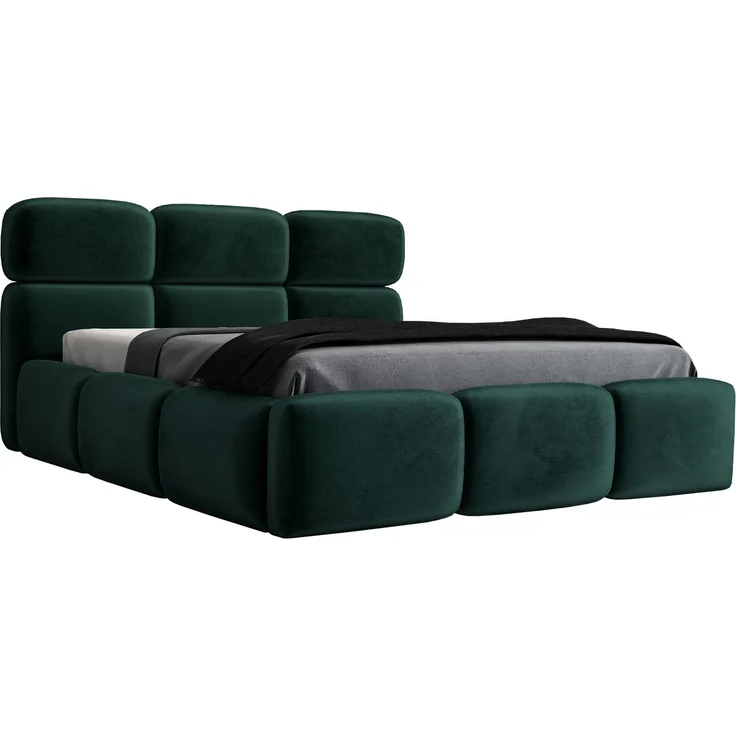 Polsterbett MAROKO 90x200 mit Matratze, Bettkasten und Lattenrost. Farbe: Dunkelgrun 10 – Bild 3