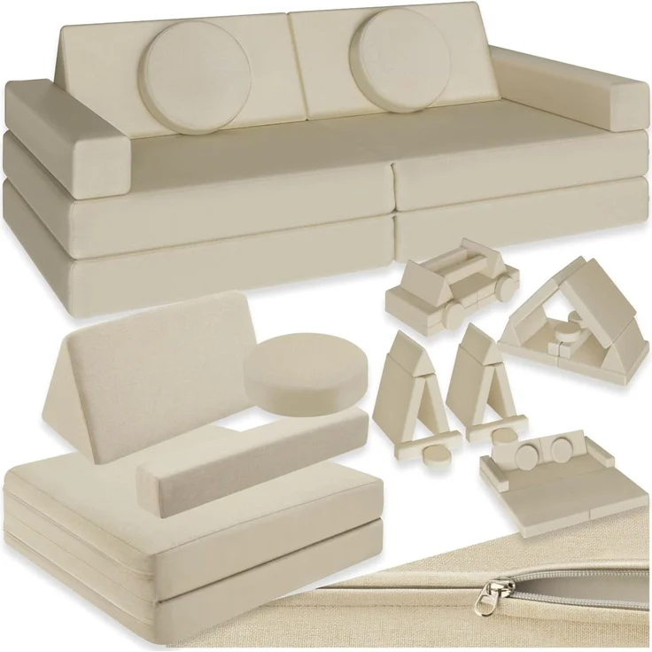 tectake Kindersofa Spielsofa, 8-teilig, flexible Anordnung – Bild 1