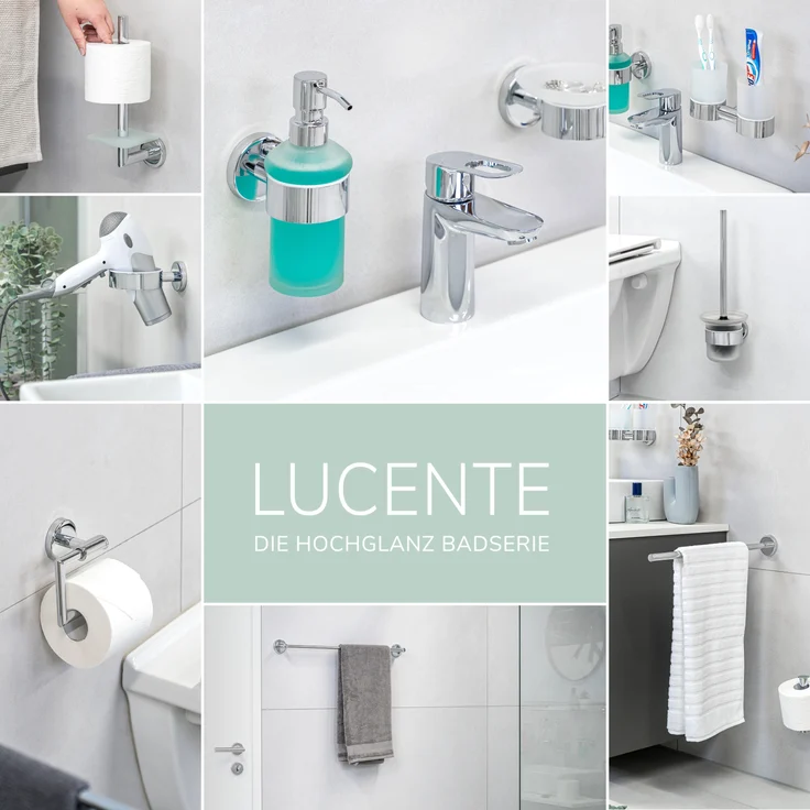 Bad-Serie LUCENTE - Handtuchhaken 4er Set, aus Edelstahl verchromt – Bild 9