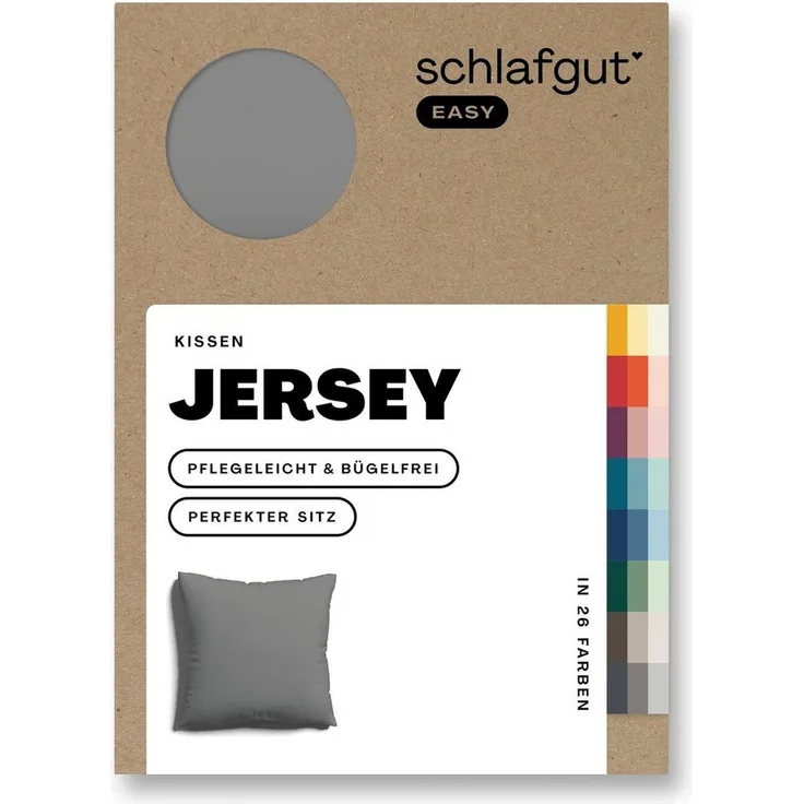 Schlafgut 'EASY' Kissenbezug, Jersey, Grey Mid, 80x80 cm