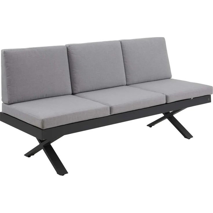 Eckbankelement 3-Sitz li. Rieke / Rieke III, Aluminium, Grau, 198 x 88 x 72 cm – Bild 1