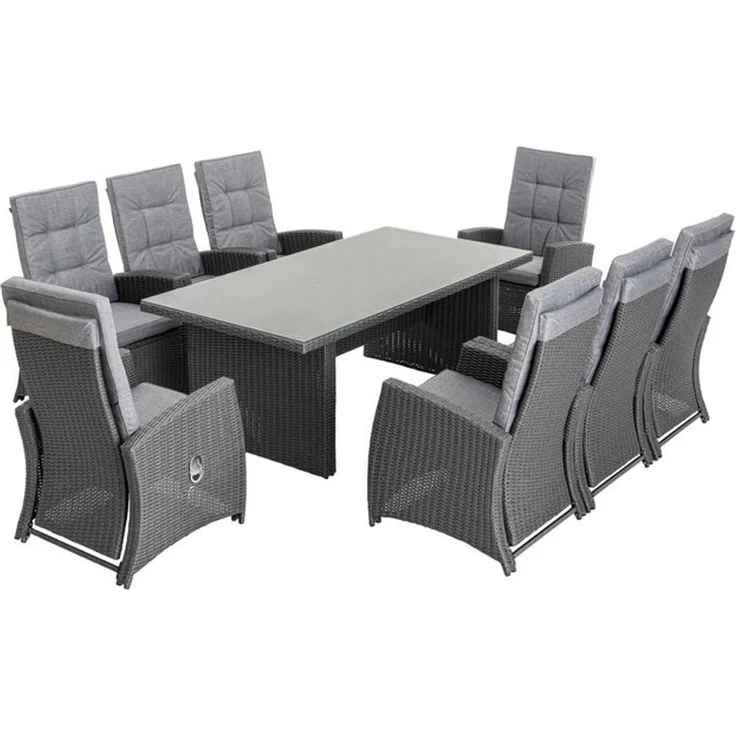 KONIFERA Garten-Essgruppe »New Paris«, (Set, 25-tlg, 8 Sessel, Rückenlehne verstellbar, Tisch 100x200x75 cm, inkl. Auflagen), Aluminium/Polyrattan – Bild 4