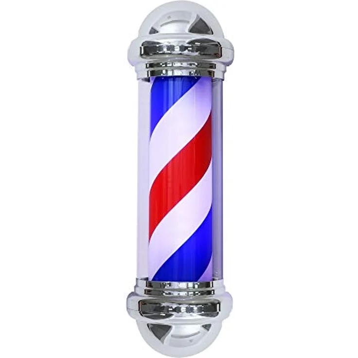 Barberpub Barbierstab klassisch weiß blau rot Barber Pole 75cm Drehen LED Birne L016 – Bild 1