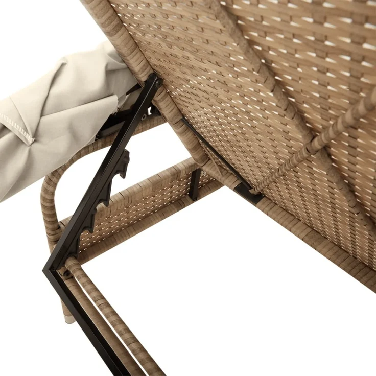 vidaXL Sonnenliege mit Dach Beige Poly Rattan 368192 – Bild 7