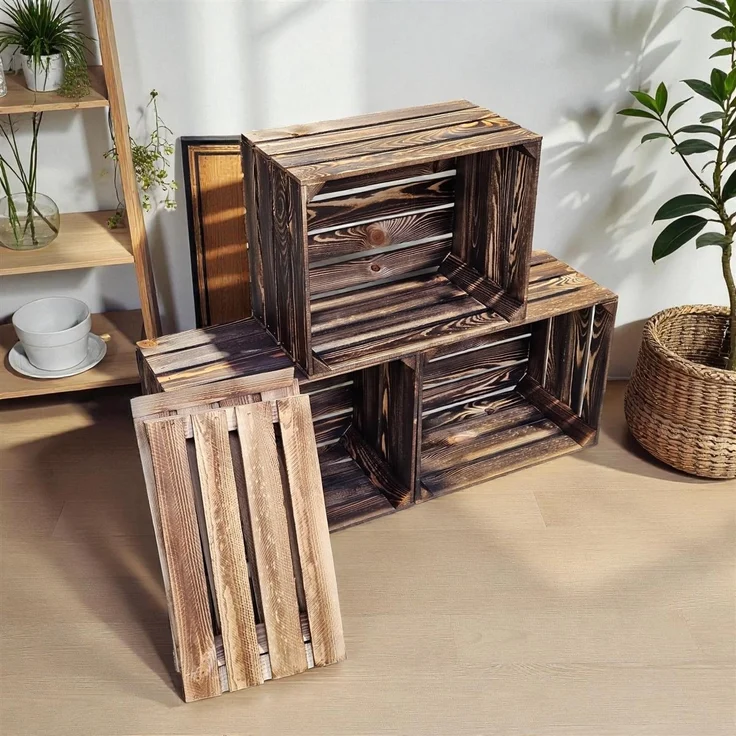 Holzkisten Geflammt 50 x 40 x 30cm mit Regalböden Lang DIY – Bild 3