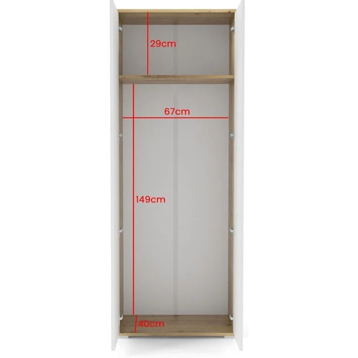 Garderoben-Set Aura Version 7: Kleiderschrank mit Polsterpaneelen, Schuhschrank Flur und Eingangsbereich (weiß/Artisan-Eiche /Trinity 16), 185 x 40 x 140 cm – Bild 6
