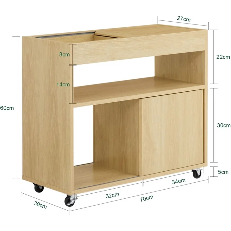 SoBuy FBT152-N Couchtisch, Spanplatte, Melamin, Helle Eiche, 70 x 55 x 25 cm – Bild 3