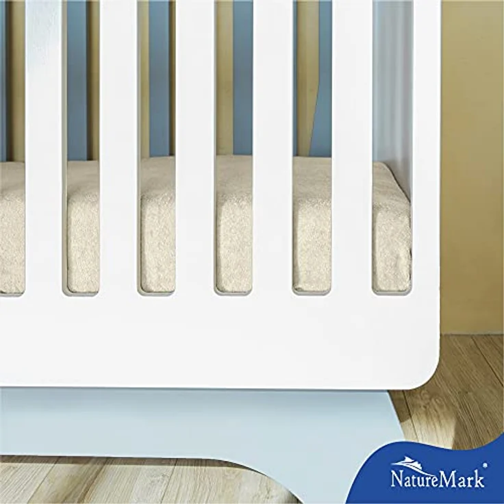 NatureMark Spannbettlaken Frottee Spannbettlaken, 80% Baumwolle / 20% Polyester, Gummizug: rundum, (2 Stück), 2er Set Kinder Spannbettlaken Frottee, Spannbetttuch 80% Baumwolle / 20% Polyester, für Babybett und Kinderbett, 70x140 cm - Natur weiß – Bild 7