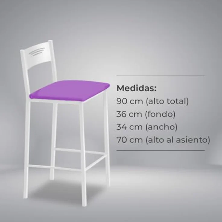ASTIMESA - Küchenhocker mit hoher Polsterung und Rückenlehne - Gestell aus Kunstleder - Farbe des Sitzes: Aubergine, Inhalt: 1 Stück, Maße: 90 cm (Gesamthöhe) – Bild 7