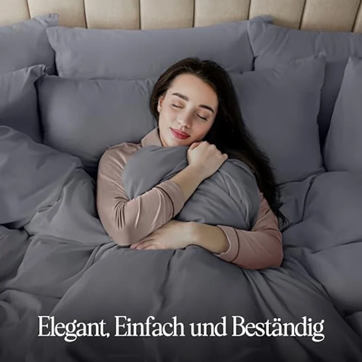 Utopia Bedding Bettwäsche 220x240 Set - Mikrofaser Bettbezug 240x220 cm + 2 Kissenbezüge 80x80 cm - Grau – Bild 11