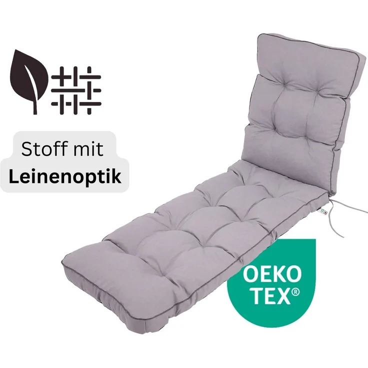 TexDeko Liegenauflage Ecolen Premium 190x60x8cm, Antirutsch-Boden, Polster für Gartenliege, UV-beständig, Wasserabweisend – Bild 2