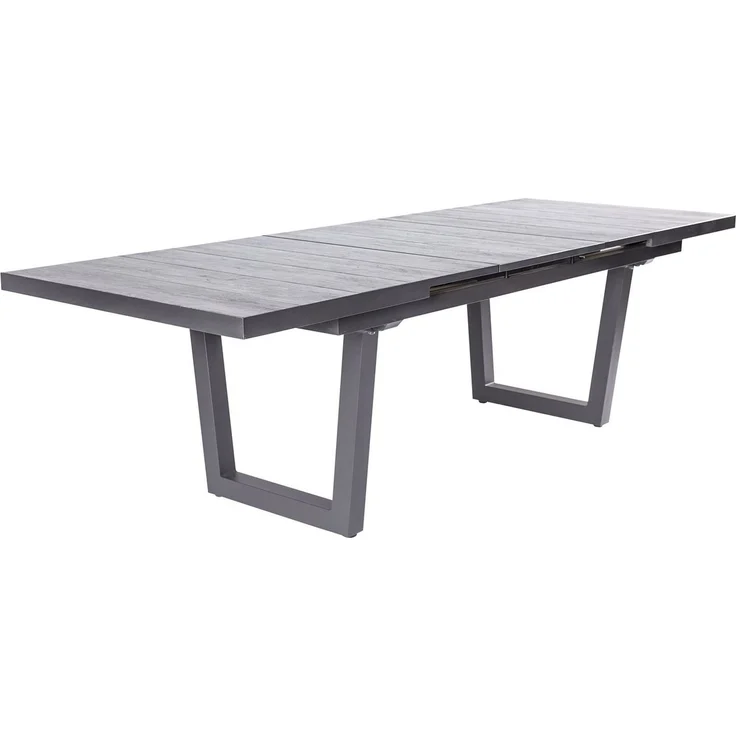 KERAMO Ausziehtisch 100x200, Platte Keramik Holzoptik dunkelgrau, Alu- Gestell V-Fuß, Synchronauszug – Bild 2