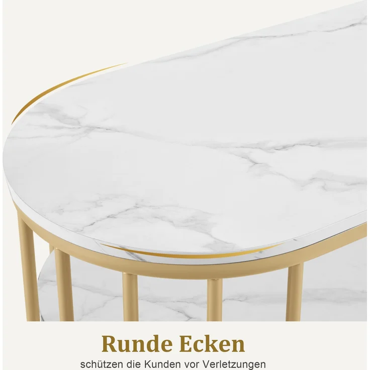 M MCombo Schreibtisch ohne Schubladen, Schminktisch ohne Spiegel Marmor-Weiß Gold, Manikürtisch, Nageltisch aus Holz Metallgestell, Computertisch Wohnzimmer Modern, 2482 – Bild 7