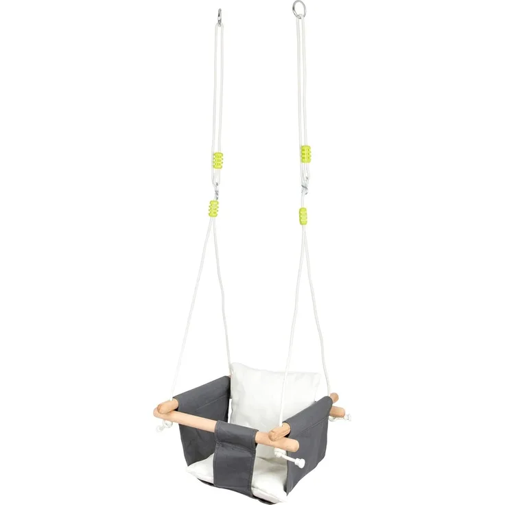 small foot 11584 Babyschaukel Komfort aus Holz und Stoff, mit längenverstellbaren Seilen, für Draußen & Drinnen geeignet