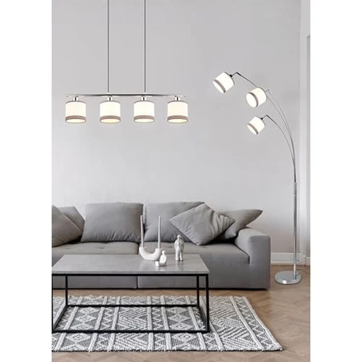Reality Pendelleuchte Davos, 4-flammig in Chrom, 75 cm x 12 cm, elegantes Design mit zylindrischen Formen – Bild 7