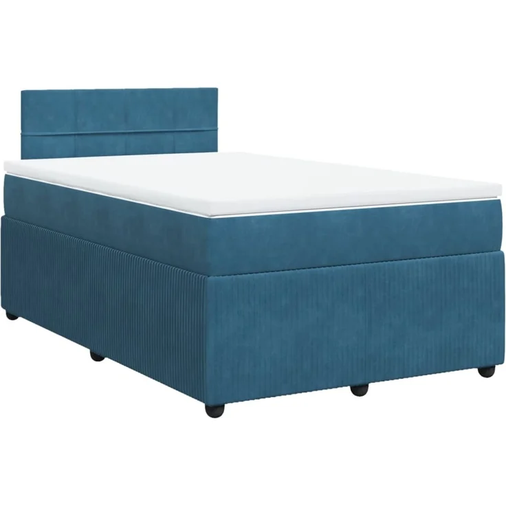 vidaXL Boxspringbett mit Matratze Blau 120x190 cm Samt 3287690 – Bild 2