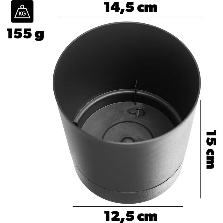KADAX Blumentopf mit Ständer AURA 145 recycelt, anthrazit, 2er-Pack – Bild 4