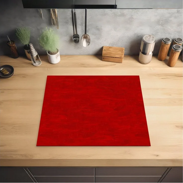 MuchoWow Herd-Abdeckplatte Muster - Ölfarbe - Rot, Vinyl, (1 tlg), Ceranfeldabdeckung Küche, Herdabdeckplatte Einteilig, 60x52 cm – Bild 2