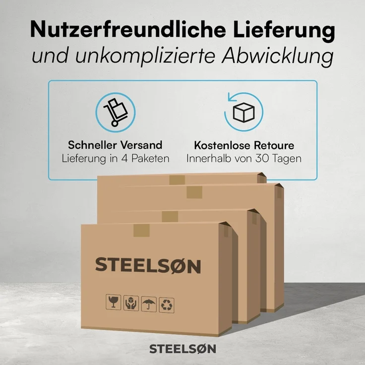 STEELSØN 'Thoria' Mülltonnenbox 4er je 120 Liter, anthrazit, Mülltonnenverkleidung aus Stahl, wetterfest, 102x62x234 cm, Müllbox für 4 Tonnen – Bild 12
